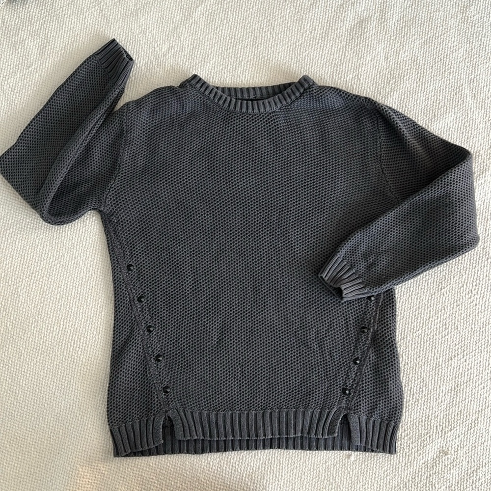 Zara Kids Boys Charcoal Gray Knit Pullover Sweater Studs Accent Boys